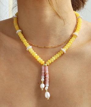 Chalcedony Freshwater Pearl Set Chain