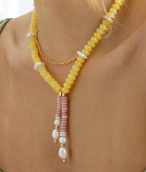 Chalcedony Freshwater Pearl Set Chain