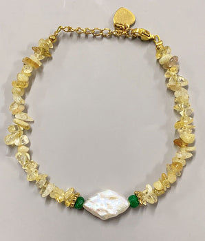 Crystal Stone Freshwater Pearl Bracelet
